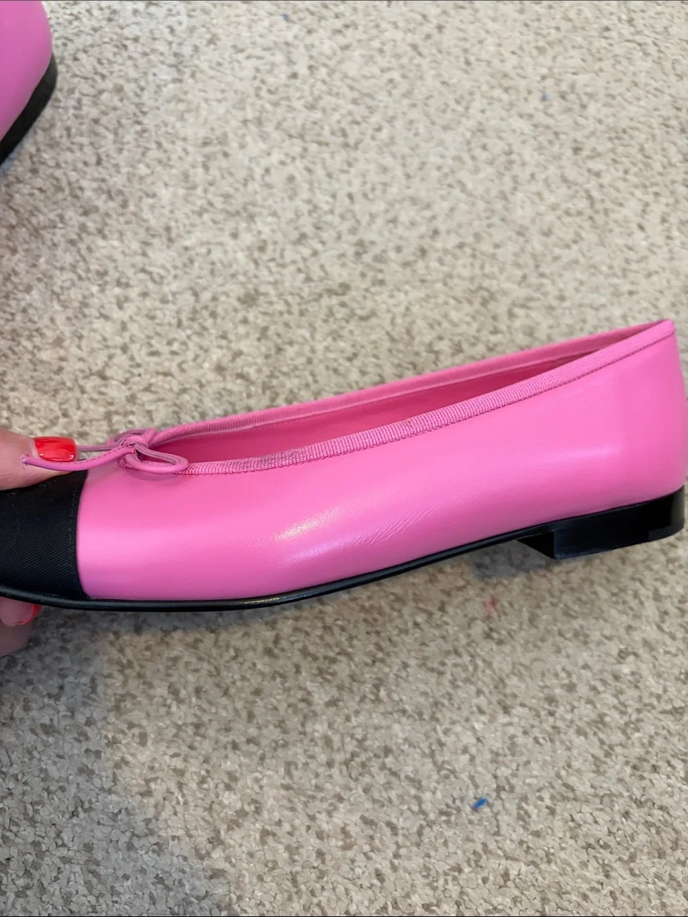 Chanel Pink & Black Ballet Shoes, 38 (8)